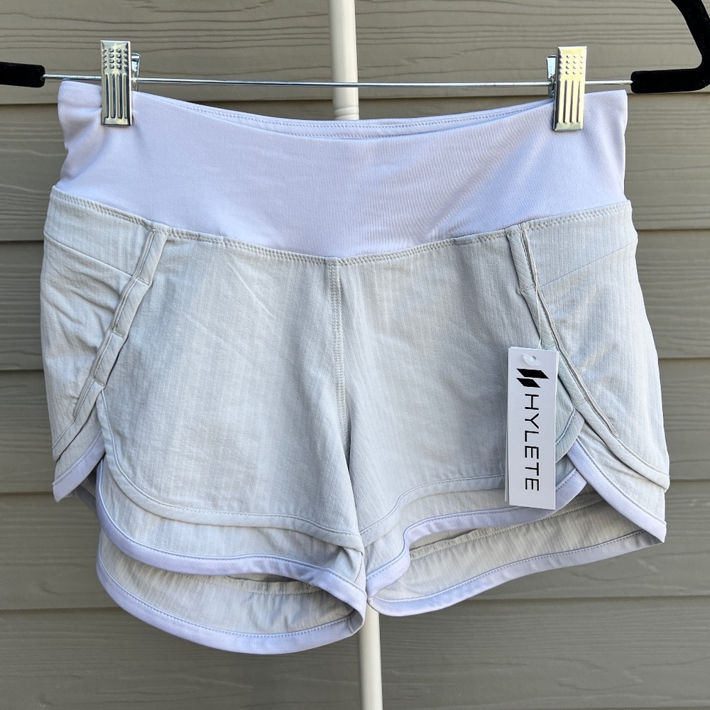 HYLETE Iris Scallop Shorts Women’s XS Silver Gray Athletic NWT